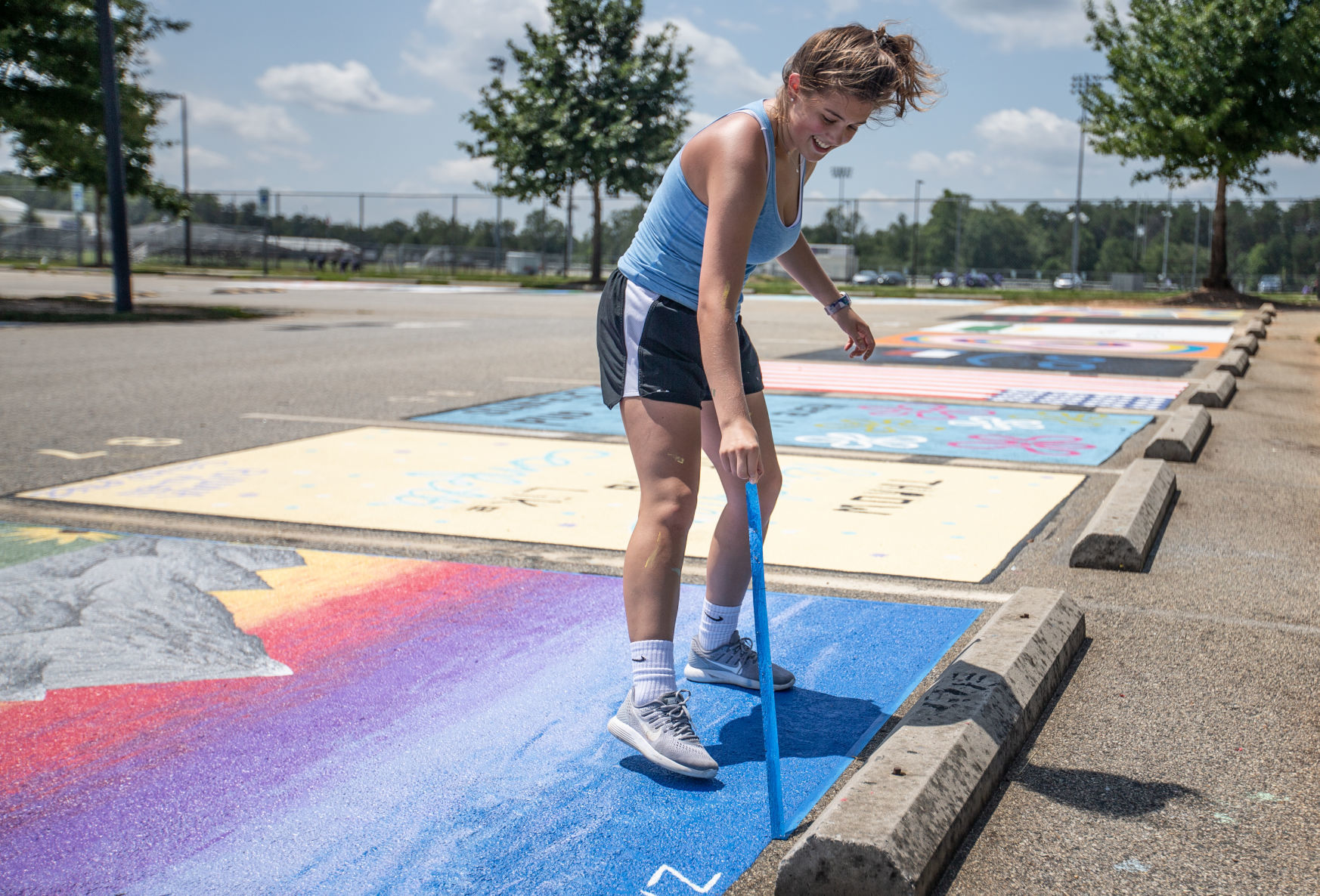 Painted parking spaces